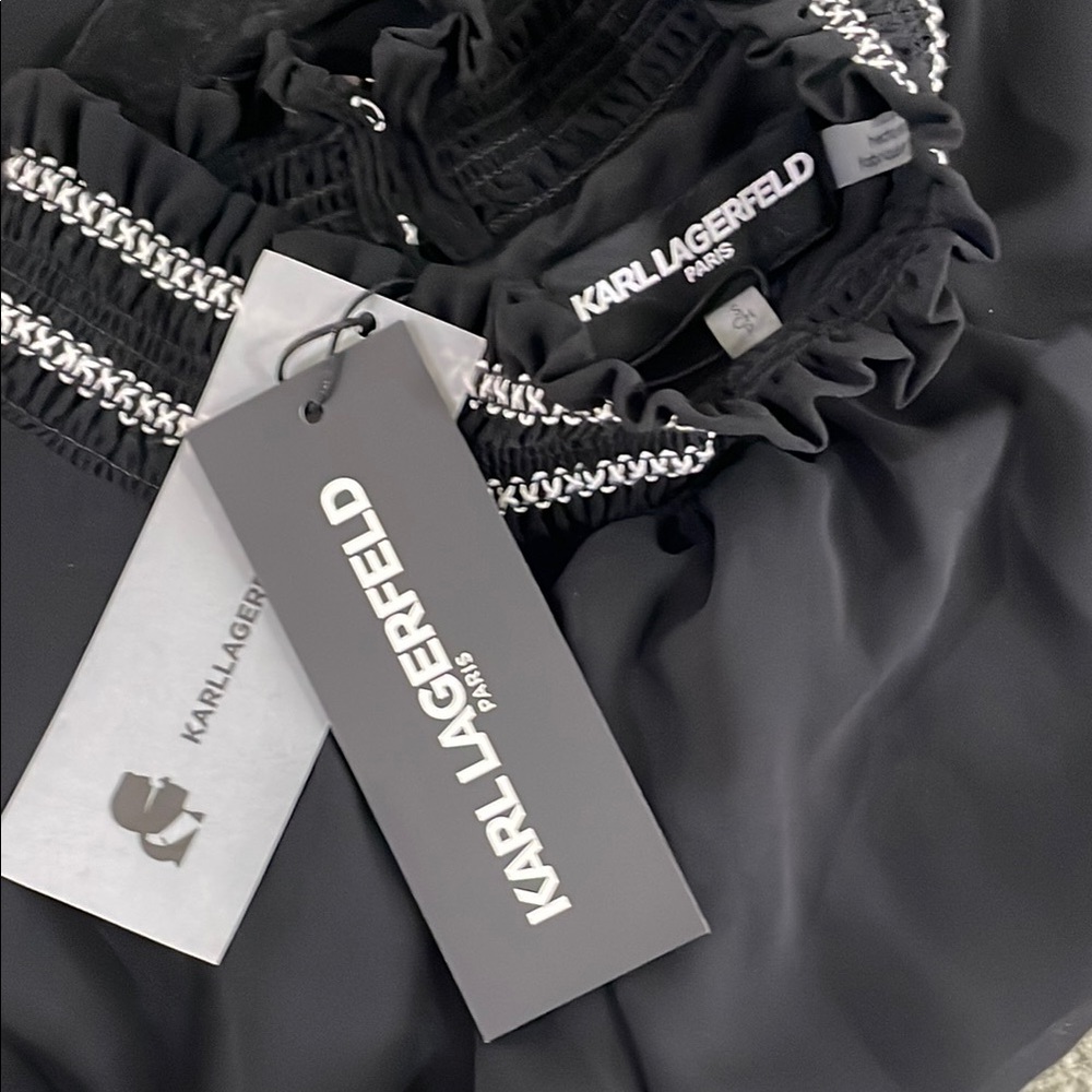 KARL LAGERFELD Black Ruffled Bib Collar Blouse - Picture 5 of 7